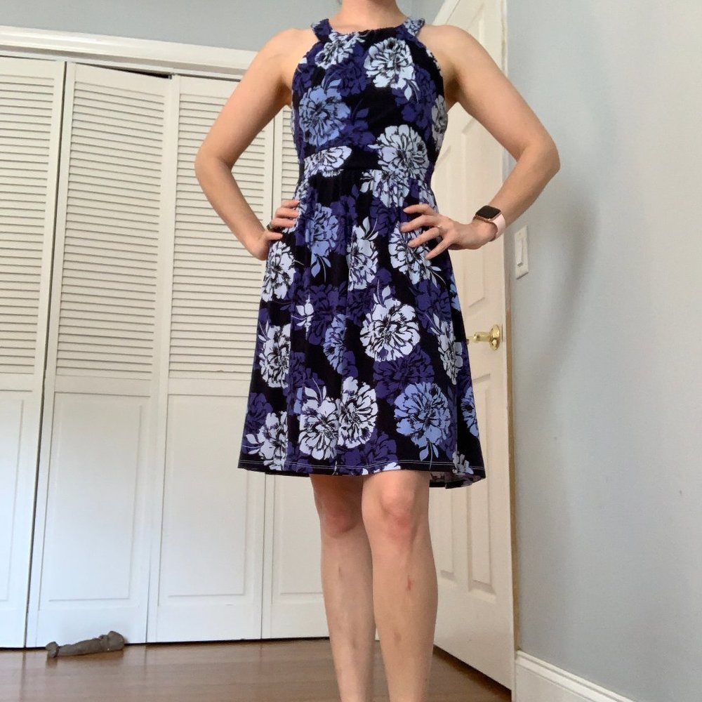 Banana Republic Floral Blue Dress sz 0P EUC